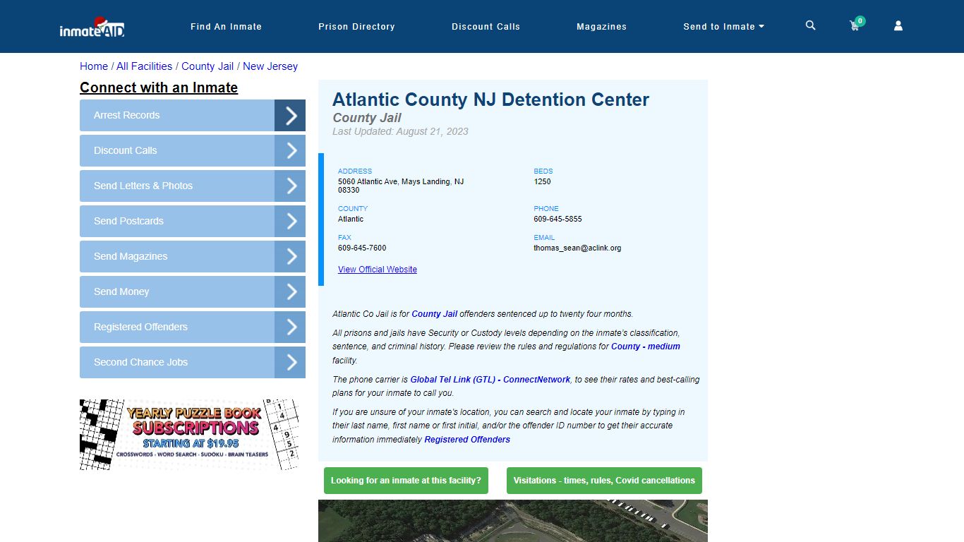 Atlantic County NJ Detention Center - Inmate Locator - Mays Landing, NJ