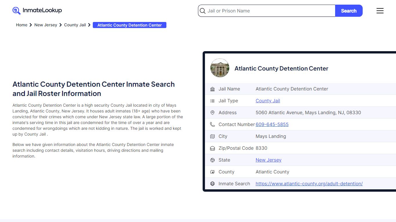 Atlantic County Detention Center Inmate Search, Jail Roster, Bookings ...